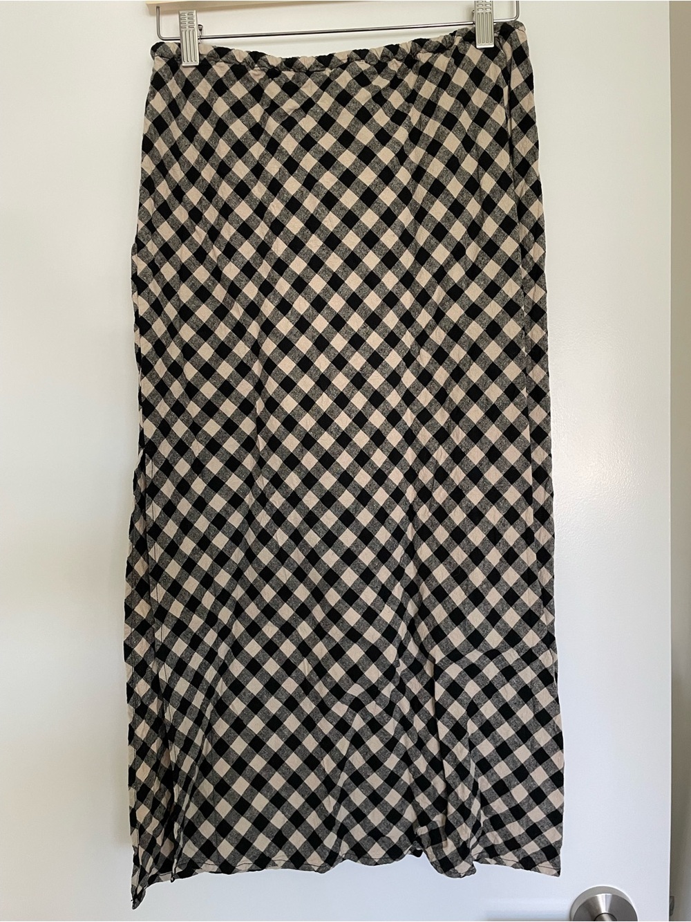 GAP Black and Cream Gingham Drawstring Maxi Skirt - Picture 3 of 6